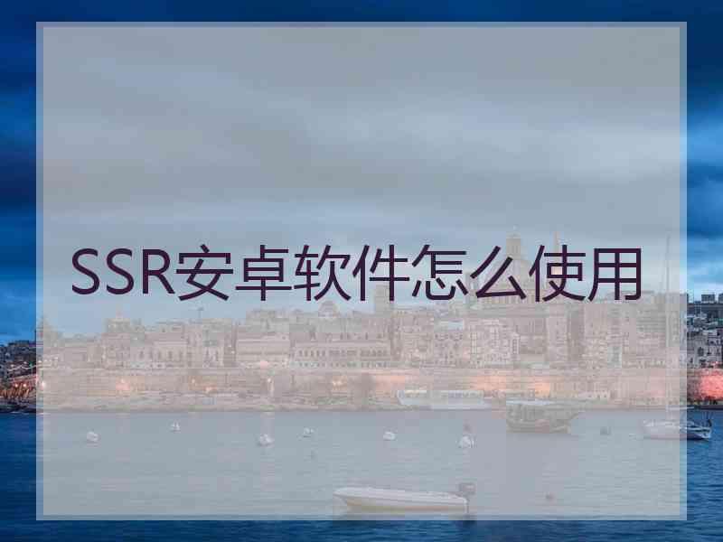 SSR安卓软件怎么使用