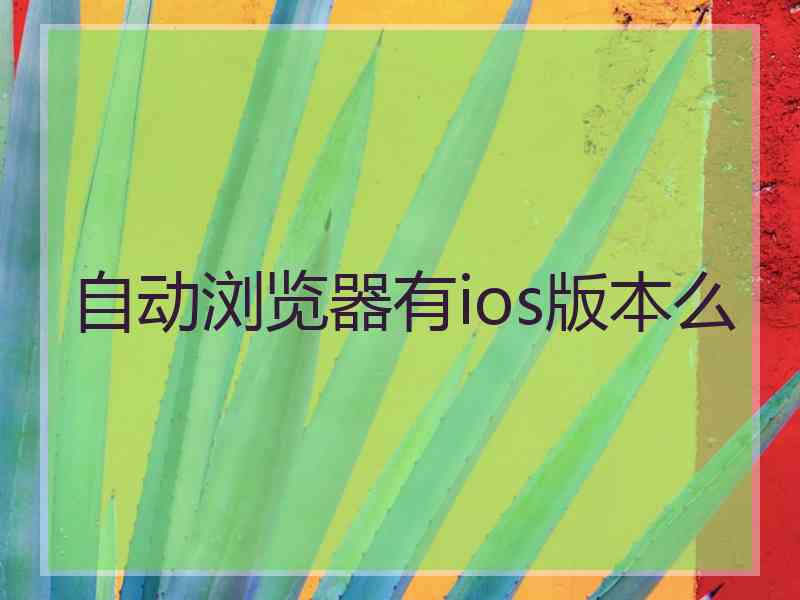 自动浏览器有ios版本么